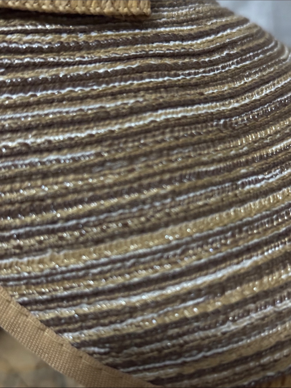 Gorgeous Magid Sun Visor-Earth Tones-Striped-Paper Material-Rear Bow Detail-EUC - Picture 4 of 14